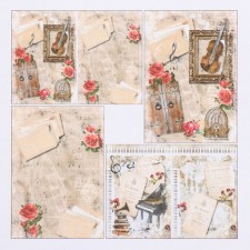 Set of decoupage cards 4 pcs “Musical History”, 45 g/m2, A4 format