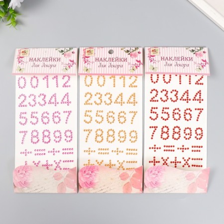 Stick plastic rhinestones "numbers" mix 10x23 cm
