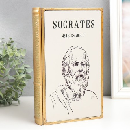 Broke-book metal, glass "Socrates" 26x16x5 cm