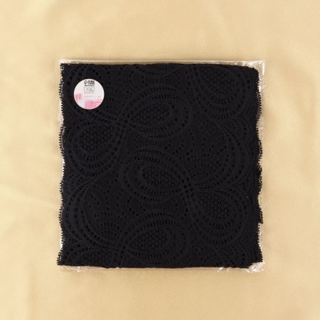 Lace elastic fabric "Infinity", 180 mm × 2.7 ± 0.5 m, black color-4