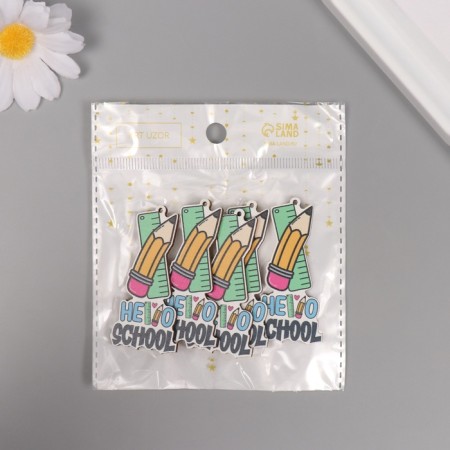 Decor for creativity tree "Rulery and pencil" set of 5 pcs 5.7x2.7x0.3 cm-3