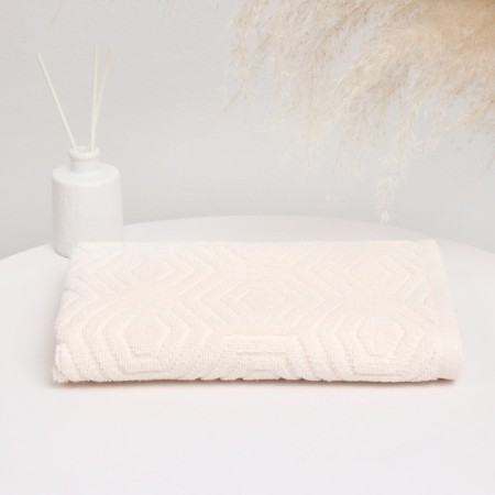 Terry towel "rhombus", vanilla color, 70x130 cm, cotton, 450g/m