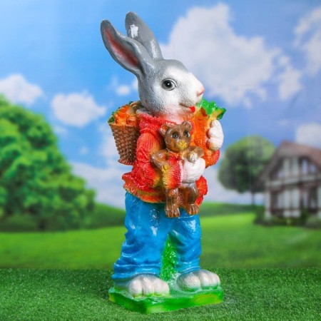 Garden figure "Hare with Mishka" 57cm mix