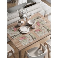A set of napkins for setting the table “Romance of Paris”, rectangular, rounded edges, size 30x46 cm, 4 pcs