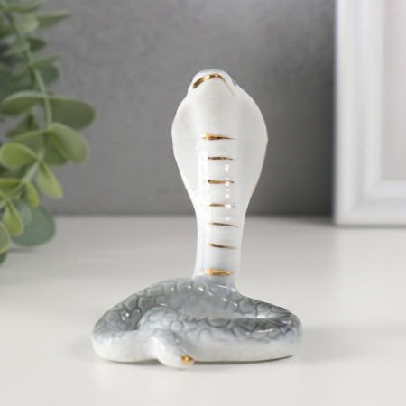Souvenir Ceramics "Gray Cobra" with gold 5x6.2x7.7 cm-3