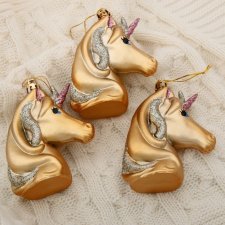 Jewelry decoration "Unicorn" (set of 3 pcs) 10x7 cm, gold