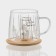 Glass mug with a wooden lid "Lama", 300 ml, Mix drawing