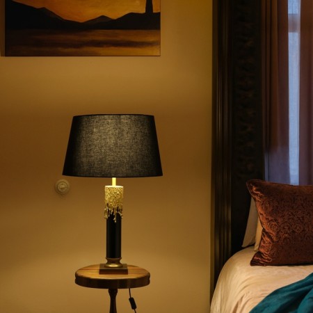Bruno tablet lamp black/golden 1x40W, E27, 50x50x78 cm