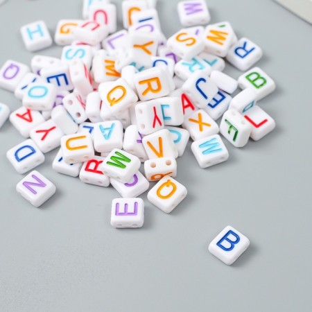 Beads for creativity plastic "Color English letters" White set 20 grams 0.4x0.8x0.8 cm-1
