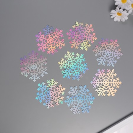 Stick paper, plastic "Snowflake-ldinka" silver overflow set 8 pcs 9.5x8.5 cm