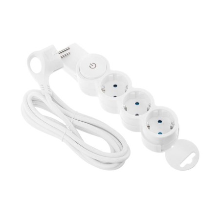 Duwi extension cord, 3 outlets, 3 m, 10 a, 2200 W, PVS 3x0.75 mm2, with salary, with a switch, white-3