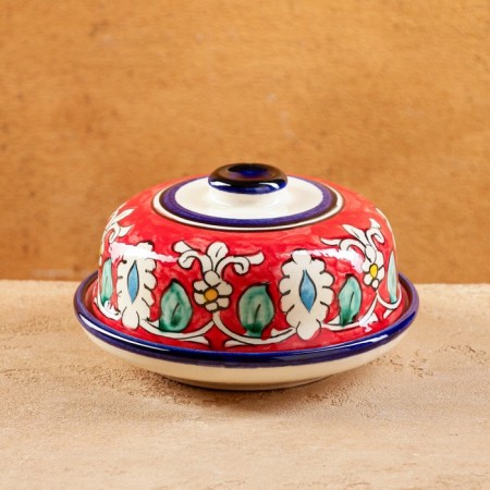 Maslenka Rishtan ceramics "Patterns", 13 cm, red-2