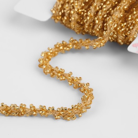 Decorative braid with beads, 6 mm, 2.7 ± 0.5 m, gold color-1