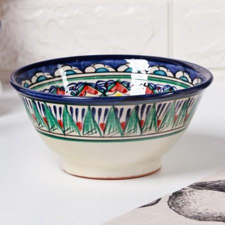 Rishtan ceramics "Patterns", 18 cm, large, blue