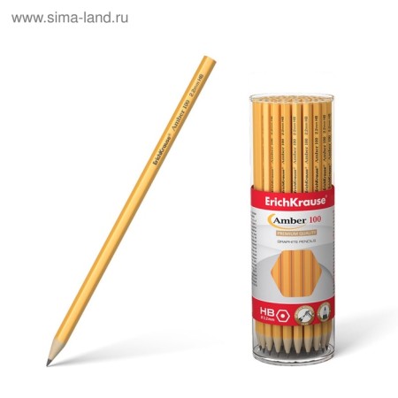 Pencil Chernographic Erichkrause Amber 100, HB, Grifel D = 2.2 mm, wood, hexagonal, in a tube-7