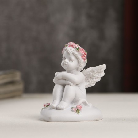Polystone souvenir "Snowty Angel in a pink wax on the heart" 6.2x5x4.5 cm-1