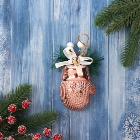 Christmas tree decoration "Handle with berries" 12x6.5 cm, pink