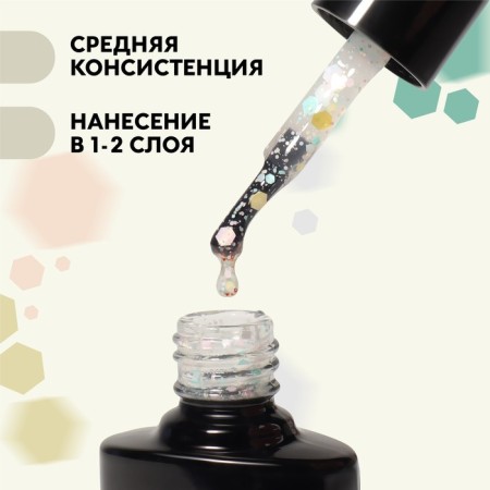 Nail varnish gel, Milk Glitter, 3 phase, 8ml, LED/UV, Transparent color (01)-2