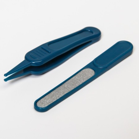 Manicure children's “Monkey” set: scissors, tweezers, saw, tweezers, blue color-5