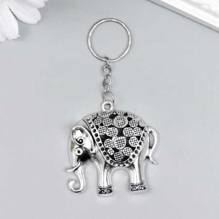 Metal keychain "Elephant in Popon" silver 4.5x4.5 cm