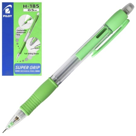 Mechanical pencil 0.5 mm, Pilot Super Grip, rubber emphasis, light green
