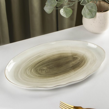 Porcelain shade "Milky Way", 29.5 × 17.5 cm, gray color.-1