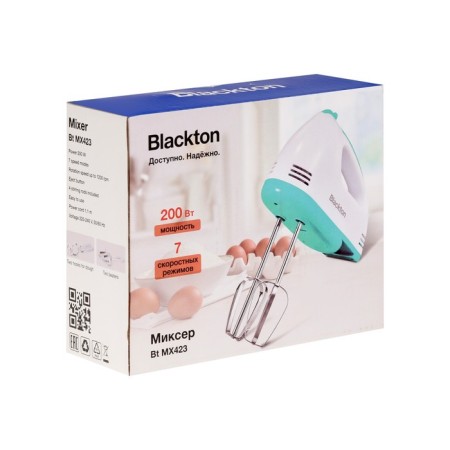 Mixer Blackton BT MX423, manual, 200 watts, 7 speeds, white and turquoise-5