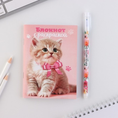 Set of Notepad A6, 32 sheets and magic pen "kitten"-1