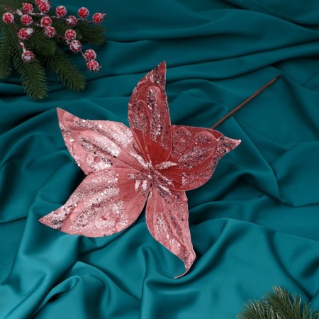Decor "Winter Flower" Brill luxury, 24x20 cm, pink