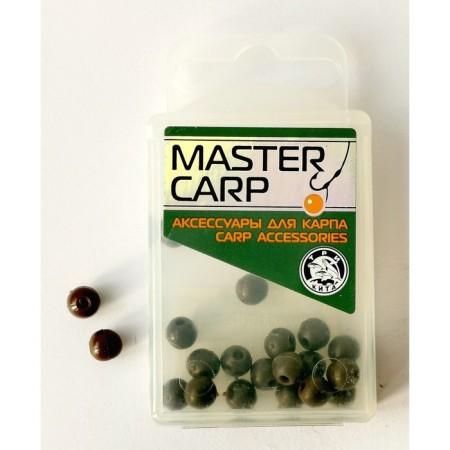 Bead, box, silicone, d = 6 mm, 20 pcs, brown color
