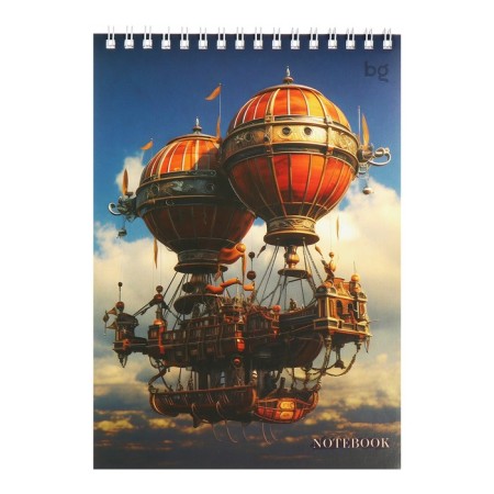 Notepad A5, 40 sheets in a cage on the crest "steampunk", cover covering cardboard, mix-6