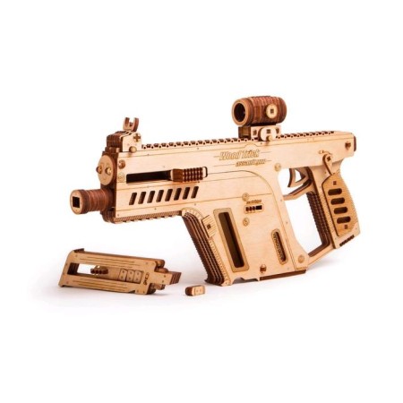 Mechanical 3D puzzle made of wood "assault rifle"-10