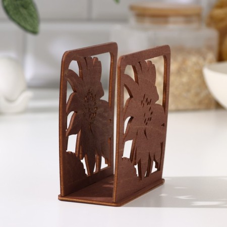 Wooden napkin "Flowering mood", 12 × 12 × 5.5 cm, brown color-2