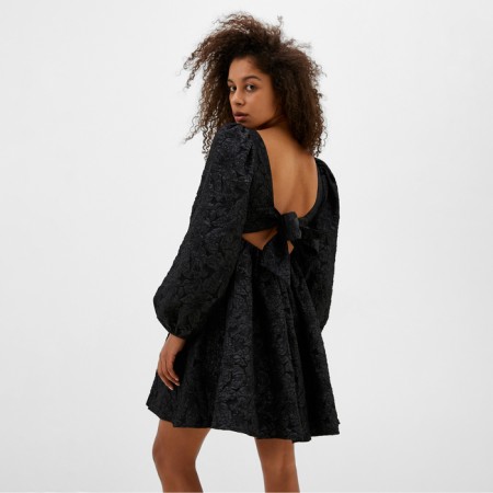 Women's dress with a bow Mist, p. S, black-3