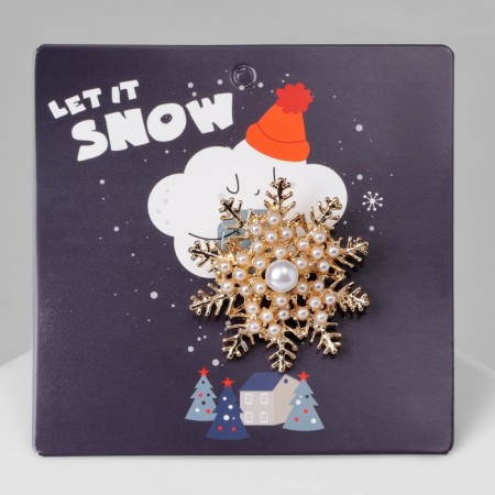 Brooch "Snowflake" luxurious, white color in gold