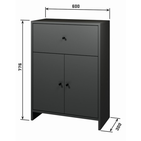 Комод 1Я-600, 600х300х776, Квадро/Антрацит-1