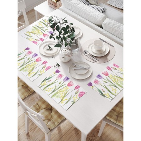 A set of napkins for setting the table "Flowers Spring", rectangular, size 32x46 cm, 4 pcs
