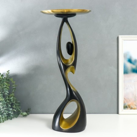 Souvenir Polystone stand "Abstraction. Bends" black with gold d = 30 cm 70x23x21 cm-5