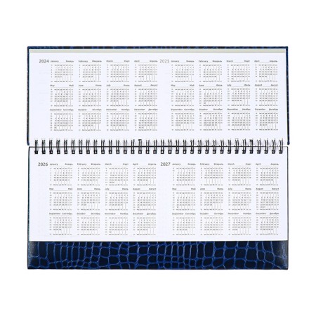 Planning dated 2025, Attomex. Arkona, 64 sheets, solid cover of boumvinyl with foam rubber, block 70 g/m2, blue, 294 x 142mm-6