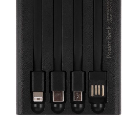 External battery 486, 20,000 mAh, Type-C/Lightning/MicroUSB cables, lantern, black-7