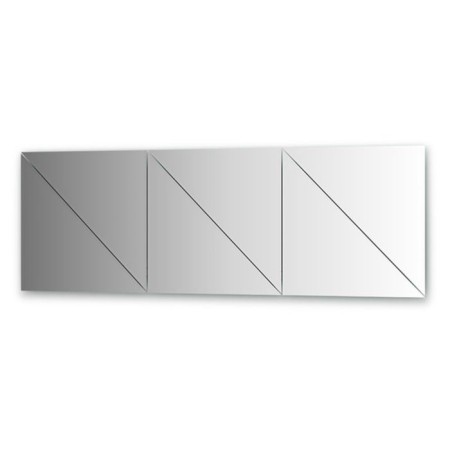 Mirror tiles with fake 10 mm, - set 6 pcs Triangle 50 x 50 cm, EvoForm silver