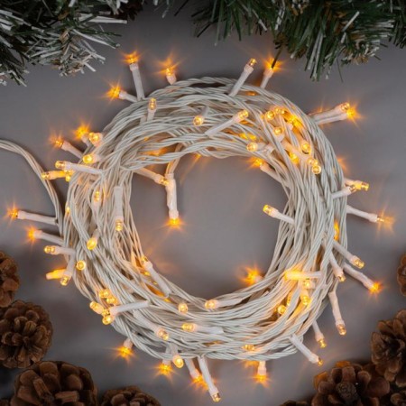 Garland “thread” 10 m, IP20, white thread, 100 LED, yellow glow, 8 modes, 220 V