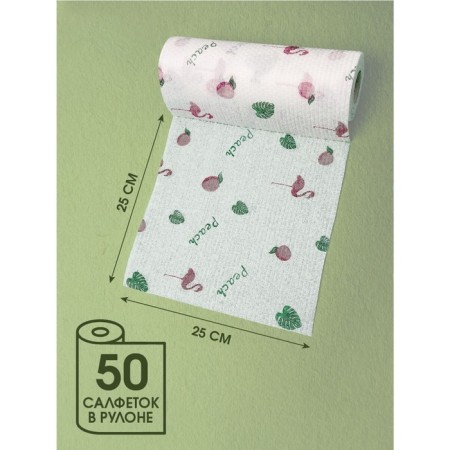 Bamboo napkins in a roll “Flamingo” print, 50 pcs, 30x30 cm-4