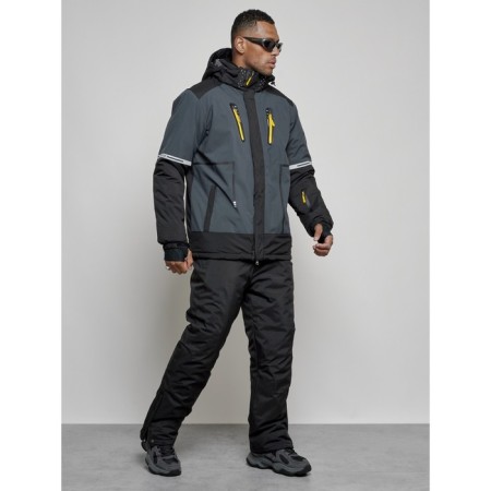 Male winter ski costume, size 48, dark gray color-2