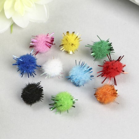 Pompons for creativity, brilliant, 10 colors, 8 mm, (set 60 pcs)-1