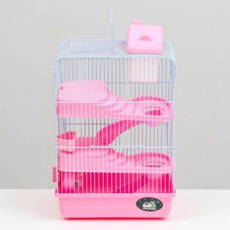 A cage for small rodents "Pijon", with a filling, 27 x 21 x 45 cm, pink-1