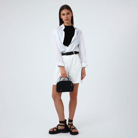 Bag Cross-Bodi with a zipper, black color-1