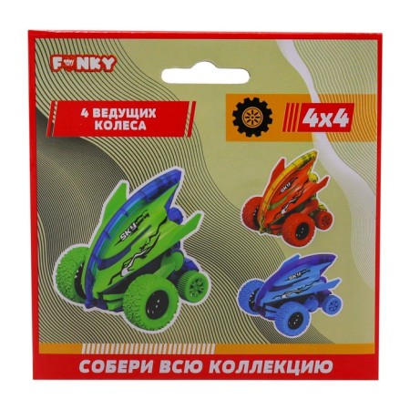 Friction Funky Toys machine "Shark", 4x4, graffiti print, red color-2