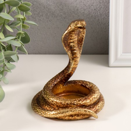 Polystone candlestick for 1 candle "cobra" gold 9.5x9x10.5 cm