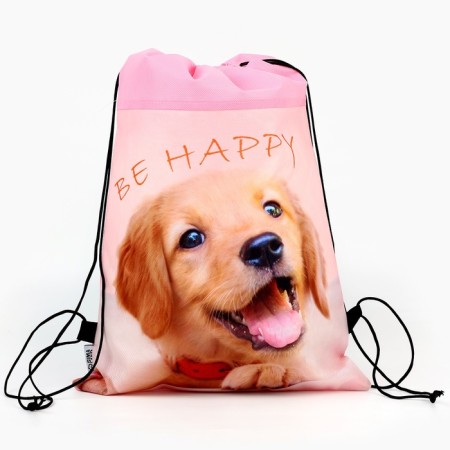 BE HAPPY shoe bag, non -discharge canvas, size 30 x 40 cm-1